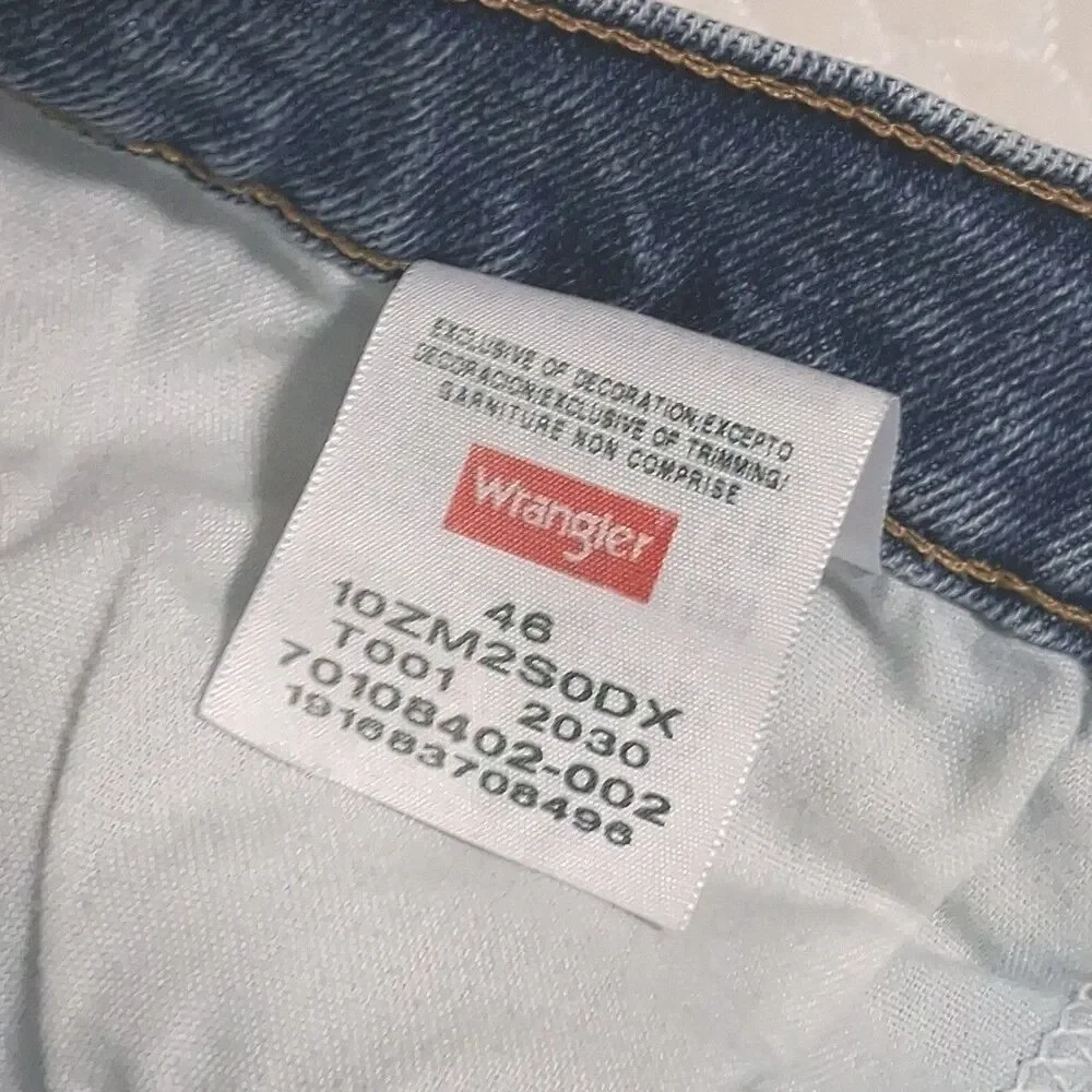 Sz 46 Wrangler Authentics Blue Denim Shorts Mens Raw Hem Heavyweight Cotton